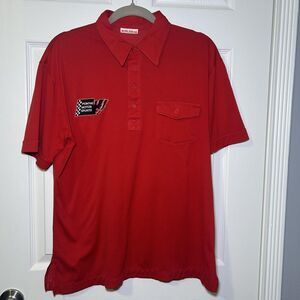 Vintage Nobleman 70's Pontiac Motor Sports Racing Shirt Men Red Polo Top Large